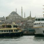 Turkey, Istanbul - there are many mosques surrounding the harbor.