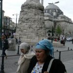 Turkey, Istanbul - women and mosque