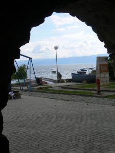 Macedonia, Ohrid City - view through an old ruin