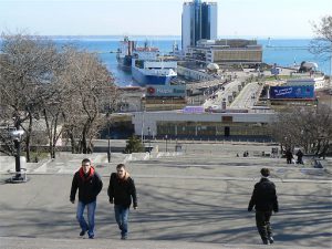 Ukraine, Odessa - looking down the 192 Potemkin Steps; The