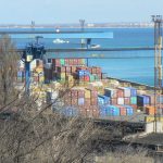 Ukraine, Odessa - shipping containers in the port