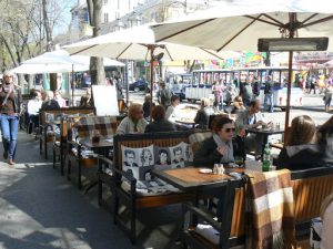 Ukraine, Odessa - cafe on bul Derybasivska, one of main