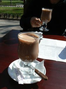 Ukraine, Odessa - hot chocolate in cafe on bul Derybasivska