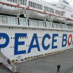 Ukraine, Odessa - overlooking the harbor with the Peace Boat