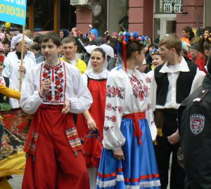 Odessa, Ukraine - Carnival Humorina ethnic costumes