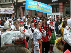 Odessa, Ukraine - Carnival Humorina ethnic costumes