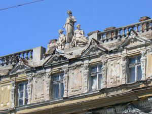 Odessa, Ukraine - baroque style facade decaying from lack of