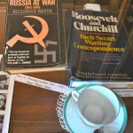 Books and teacup from the post war meeting