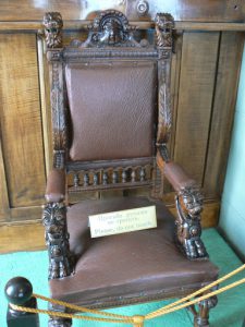 Ornate carved chair in czar's office
