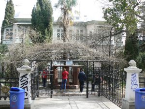 Public water fountain;  water is piped in from the surrounding