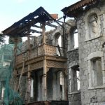 Once glamorous derelict building, probably a dacha summer home that's been