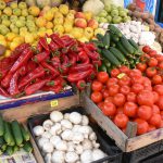 Colorful veggies along the Yalta promenade
