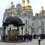 Ukraine, Kiev - Pechersk Lavra; Dormition cathedral with remnant of the original