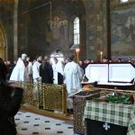 Ukraine, Kiev - Pechersk Lavra; funeral service in one of the