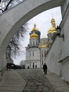 Ukraine, Kiev - Pechersk Lavra; walkway from Upper Lavra to Lower