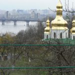 Ukraine, Kiev - Pechersk Lavra; view of the Dnieper River and