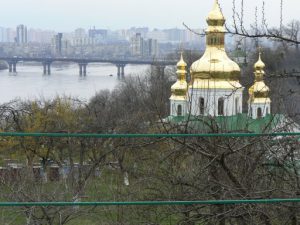 Ukraine, Kiev - Pechersk Lavra; view of the Dnieper River and