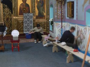 Ukraine, Kiev - Pechersk Lavra; church fresco restoration