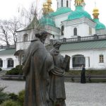 Ukraine, Kiev - Pechersk Lavra; statues of saints