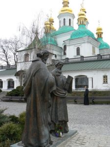 Ukraine, Kiev - Pechersk Lavra; statues of saints