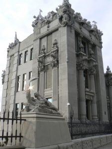 Ukraine, Kiev - 'House of Chimeras' with demons, animals,  humanoids,