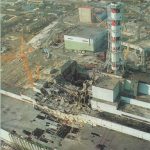 Ukraine, Chernobyl - A view of the damaged plant before