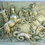 Greece, Corfu Island - bronze relief detail at Achilieion Palace
