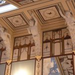 Greece, Corfu Island, Achilieion Palace grand staircase ceiling detail