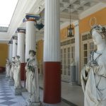 Greece, Corfu Island, Achilieion Palace statuary in the courtyard