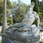 Greece, Corfu Island, Achilieion Palace; statue of the dying Achilles (1884); his