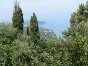 Greece, Corfu Island, Achilieion Palace; overlooking the Ionian Sea toward Albania