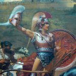 Greece, Corfu Island, Achilieion Palace; huge interior mural of Achilles detail