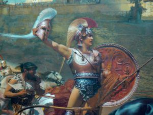 Greece, Corfu Island, Achilieion Palace; huge interior mural of Achilles detail