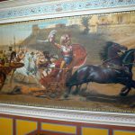 Greece, Corfu Island, Achilieion Palace; huge interior mural of Achilles with