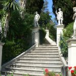Greece, Corfu Island, Achilieion Palace; garden statuary