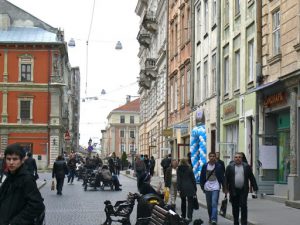 Ukraine, Lviv - central city pedestrian street
