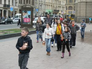 Ukraine, Lviv - central city school children