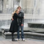 Ukraine, Lviv - central city young couple