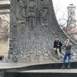 Ukraine, Lviv - central city; visitors at the  wave-shaped relief
