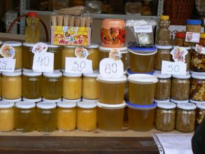 Ukraine, Lviv - central city:  craft stall selling honey