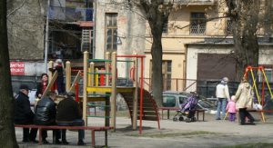 Ukraine, Lviv - central city:  playground in local residential area