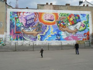 Ukraine, Lviv - central city billboard for Pepsi (suggesting Pepsi makes