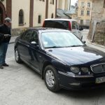 Ukraine, Lviv - central city: admiring a new Rover