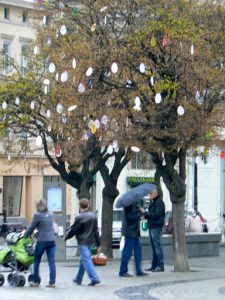 Ukraine, Lviv - central city Easter tree decorations