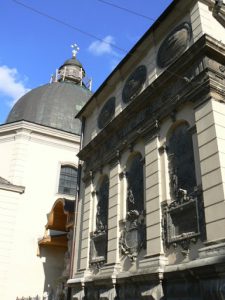 Ukraine, Lviv - central city ornate church details