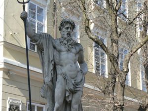 Ukraine, Lviv - Neptune fountain by city hall