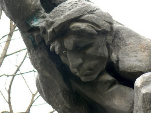 Ukraine, Lviv - detail of holocaust memorial across