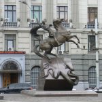 Ukraine, Lviv - central city - statue of St George