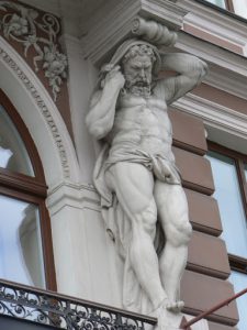 Ukraine, Lviv - art nouveau humanoid corbel