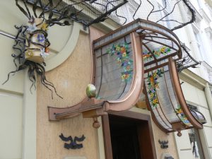 Ukraine, Lviv - art deco canopy with organic touches